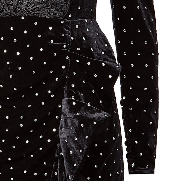 Sparkling Self-Portrait Velvet Dress with rhinestone embellishments throughout - Picture 13 of 13